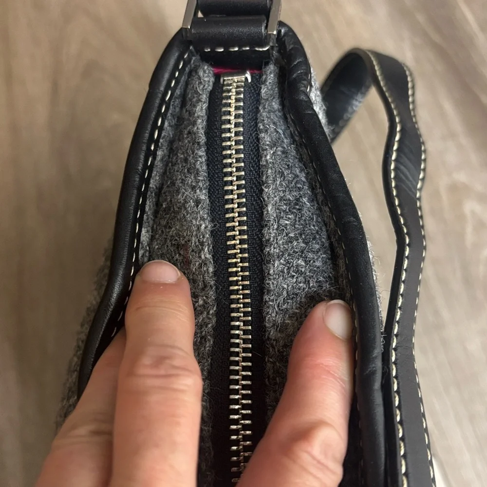 Vintage Kate Spade Black and Gray Wool Patchwork Small Bag - Picture 11 of 15